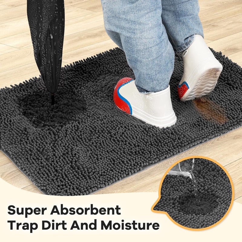 HOMEK Absorbent Dog Door Mat for Muddy Paws, 48" x 30" Chenille Indoor Mats for Entryway, Trap Dirt Front Door Mat Indoor Entrance Washable Non Slip Soft - Image 2